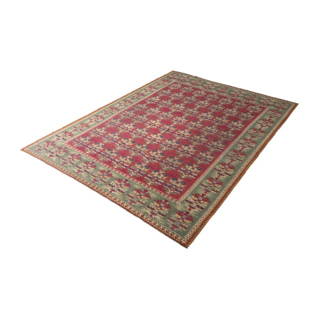 Rug & Kilim Rug & Kilim's Handwoven Vintage Midcentury Kilim Rug in Red All-Over Pattern For Sale - Image 4 of 5