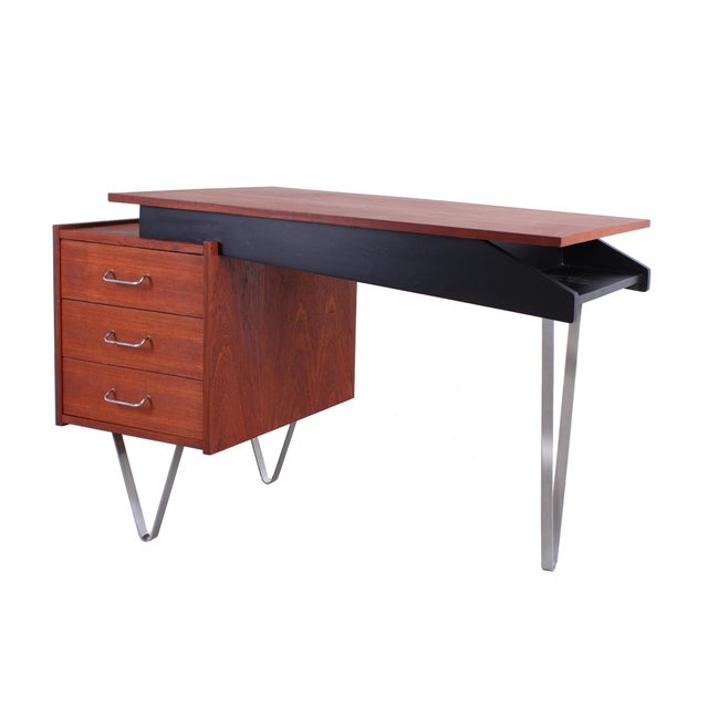 Floating Teak Hairpin Desk from Tijsseling Nijkerk, 1950s For Sale - Image 15 of 15