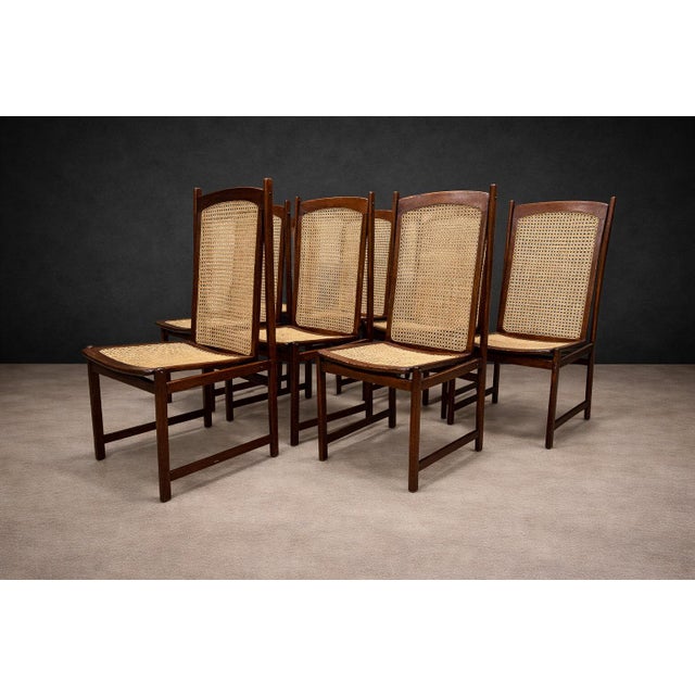 Set of Eight Dining Chairs in Hardwood and Caning by Celina Decorações, Brazil, C. 1960s For Sale - Image 9 of 13