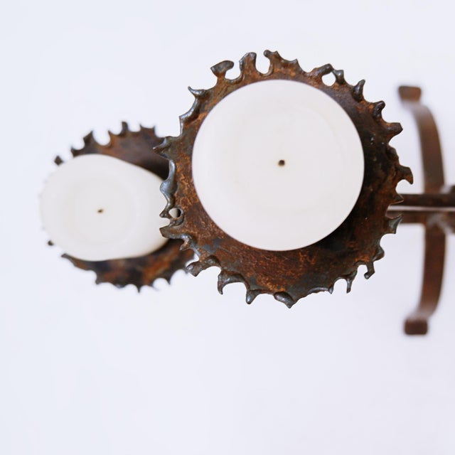 Rustic Wrought Iron 5-Branch Candelabra, 1950s For Sale - Image 6 of 14