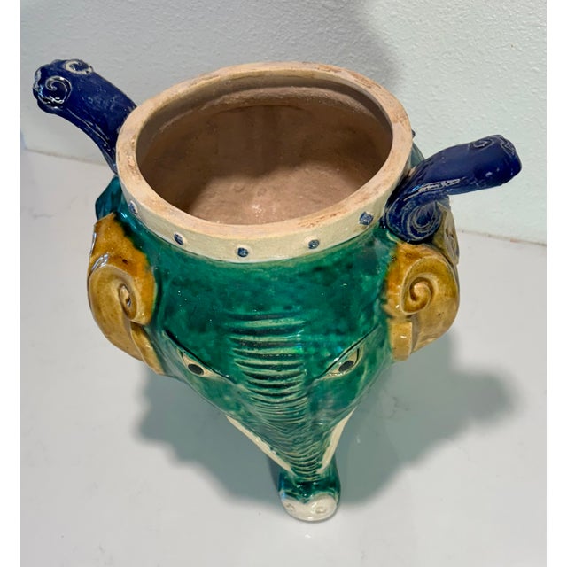 Ceramic Vintage Sancai Glazed Ceramic Elephant Planter For Sale - Image 7 of 9