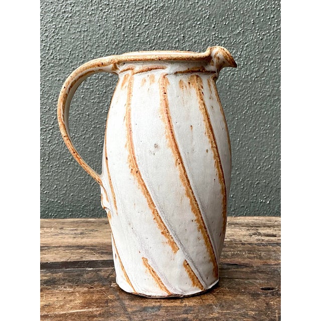 Vintage Original Studio Pottery Swirl Vase For Sale - Image 11 of 12