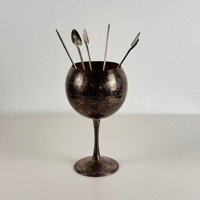 Mid-Century Cocktail Sipper Straws with Heart-Shaped Spoons, 1950s, Set of 5 For Sale - Image 4 of 16