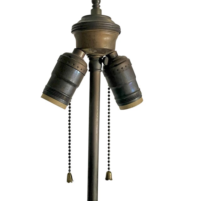 Mid 20th Century Pair Vintage Mid-Century Modern Pewter Candlestick Lamps With Chinoiserie Bases For Sale - Image 5 of 18