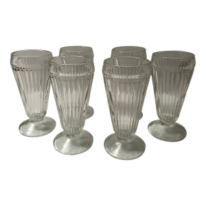 Vintage Pedestal Soda Fountain/Parfait Glasses - 6 Pieces