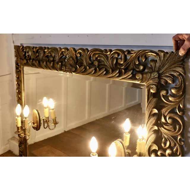 Large French Gothic Gilt Overmantel Mirror with Twin Sconces, 1890s For Sale - Image 16 of 18