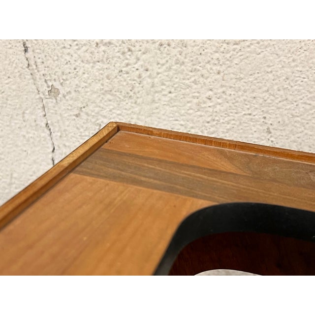 1960s Lane MCM Narrow Wood Open Display Case/Etagere W/Adjustable Smoked Glass Shelves For Sale - Image 11 of 12