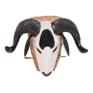 West African Baule Painted Ram Mask, C. 1950 For Sale
