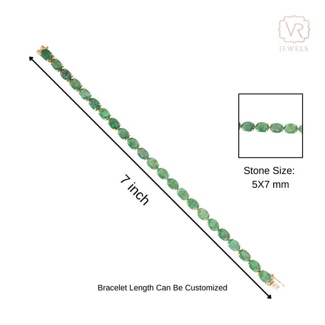 14.49 Carat Certified Emerald Tennis Bracelet in 14k Solid Yellow Gold- 7 Inches For Sale - Image 9 of 13