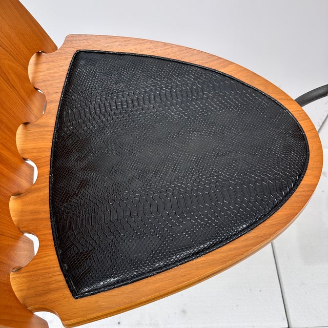 A6 Chairs in Wood and Leather by Joseph-André Motte for Steiner, France, 2000s, Set of 6 For Sale - Image 3 of 18