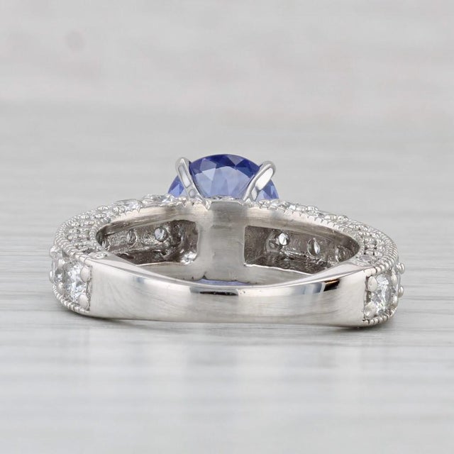 2010s 3cw Tanzanite Diamond Ring 14k White Gold Size 6.5 Engagement For Sale - Image 5 of 8