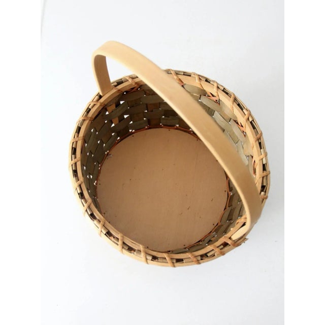 Wood Vintage Splint Weave Basket For Sale - Image 7 of 9
