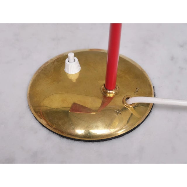 Vintage Norwegian Adjustable Table Lamps in Red Metal and Brass, 1960s, Set of 2 For Sale - Image 12 of 17