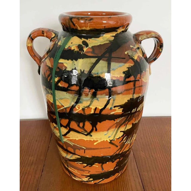Terra Cotta Terracotta Hand Painted and Glazed Urn For Sale - Image 8 of 8