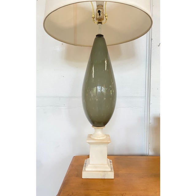 Contemporary Mid 20th Century Murano Glass and Marble Table Lamp For Sale - Image 3 of 4
