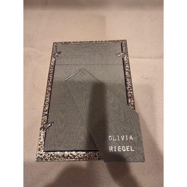 Olivia Reigal Silvertone Rhinestone Picture Frame With Beveled Glass For Sale - Image 12 of 12