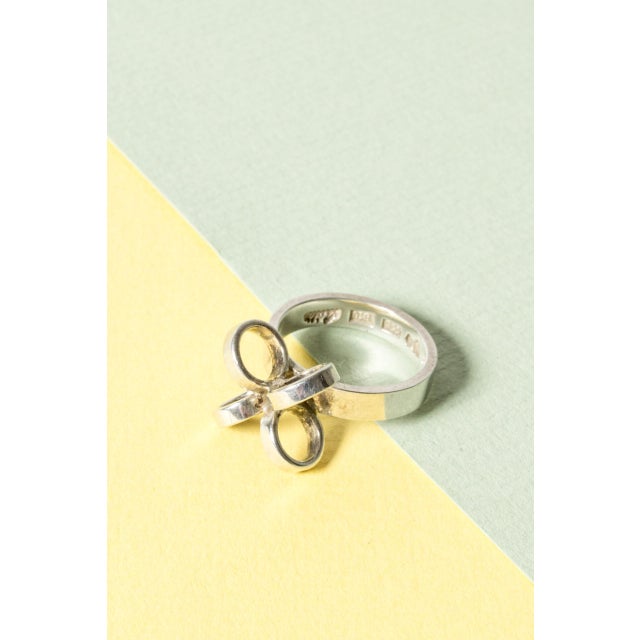 Lovely silver ring by Cecilia Johansson decorated with silver hoops in a creative design, a recurring theme in Cecilia...