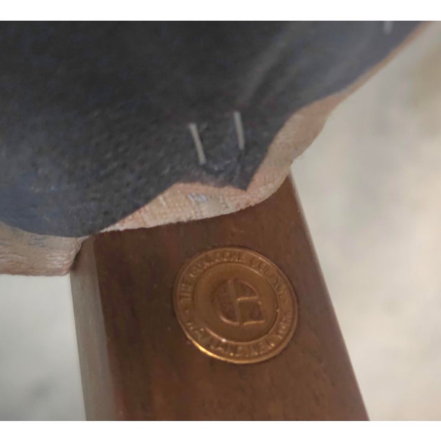 Transitional 20th Century Gunlocke Oak and Upholstered Armchair For Sale - Image 3 of 6