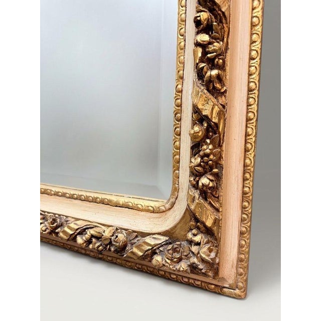 Tall French Gilt and Painted Wood Freestanding Mirror For Sale - Image 3 of 4