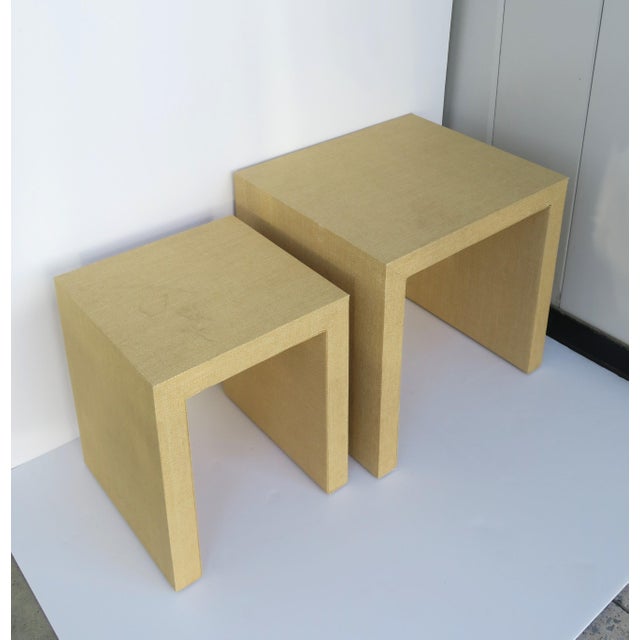 Cloth Wrapped Nesting Tables - Set of 2 For Sale - Image 11 of 15
