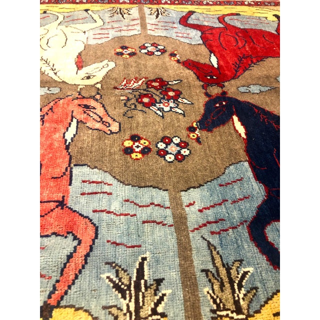 1970s Animal Print Handwoven Shiraz Area Rug 6'9" X 9'3" For Sale - Image 9 of 12