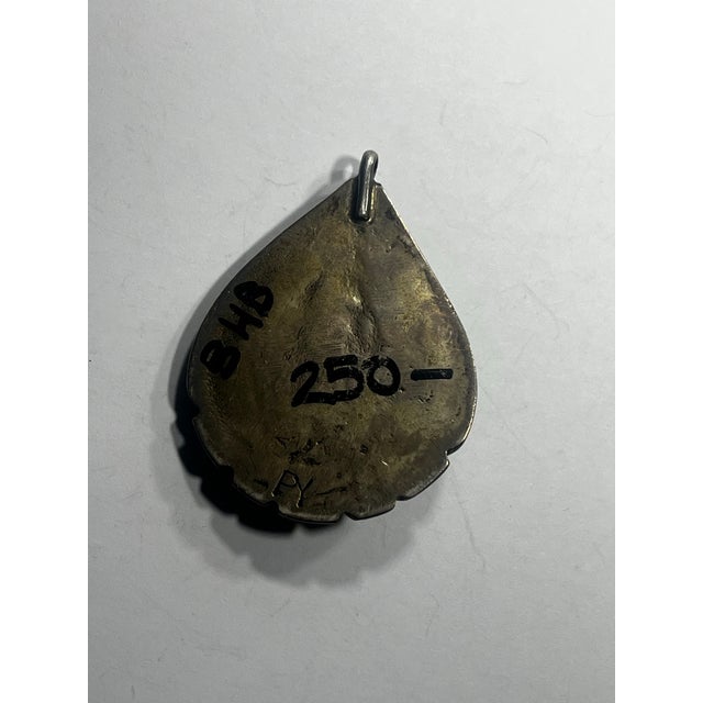 1970s 1970s Native American Vintage Spiderweb, Turquoise Sterling Silver Pendant For Sale - Image 5 of 6