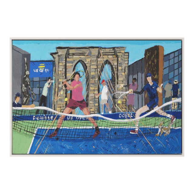 Alcaraz and Sinner Conquer New York by Shaun Ellison in Whitewashed Frame, Medium Art Print For Sale