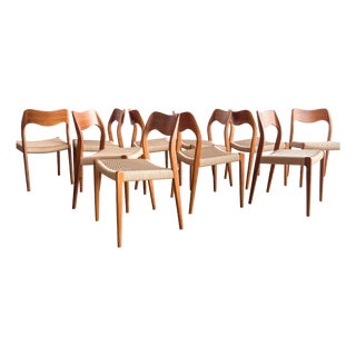 Model 71 Dining Room Chairs by Niels O. Møller for J.L. Møllers, Set of 10 For Sale