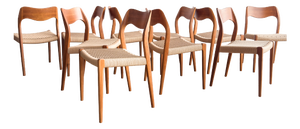 Model 71 Dining Room Chairs by Niels O. Møller for J.L. Møllers, Set of 10