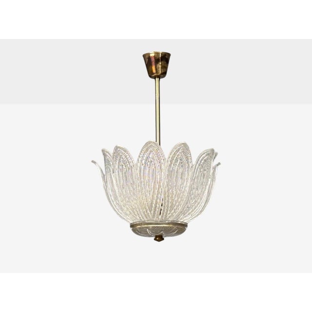 1960s Mid-Century Modern Carl Fagerlund, Tulip Chandelier, Molded Glass, Brass For Sale - Image 4 of 14