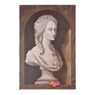 William Skilling "Bust of a Lady" Oil on Canvas Painting 3' Ft For Sale