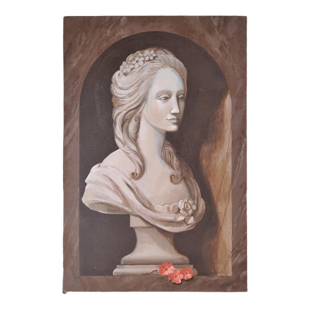 William Skilling "Bust of a Lady" Oil on Canvas Painting 3' Ft For Sale