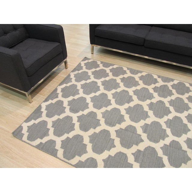 8x10 Selene Elena Gray Kilim Geometric Contemporary Flatweave Wool Carpet Rug For Sale - Image 4 of 5
