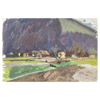 Isaac Charles Goetz, Swiss Valley, 20th Century, Artwork on Paper For Sale