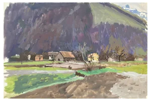 Isaac Charles Goetz, Swiss Valley, 20th Century, Artwork on Paper