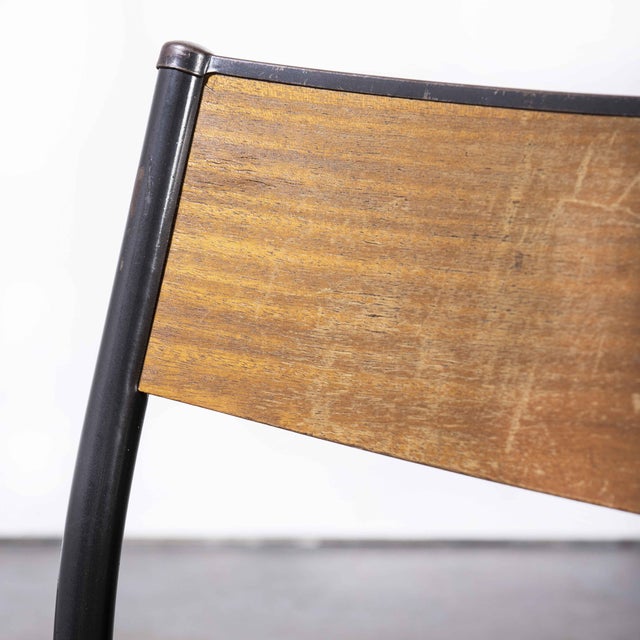 Wax French Black Tapered Leg School Dining Chairs from Mullca, 1950s, Set of 4 For Sale - Image 7 of 17