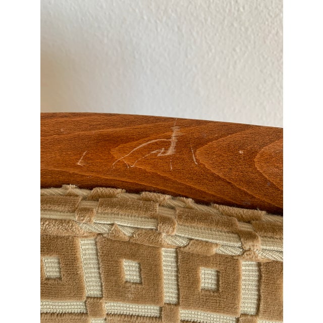 1930s French Art Deco Chestnut Wood & Silk Dining Chairs - Set of 6 For Sale - Image 9 of 11