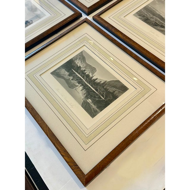 Wood Set of 4 American Landscape Prints – New York, California & Yosemite, Framed (Picturesque America, 1872) For Sale - Image 7 of 7