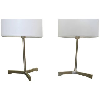 Small Desk Lamps in Brushed Chromed Steel by Nessen Lighting - a Pair For Sale