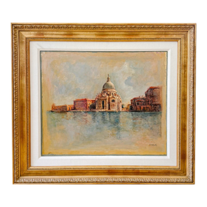 1970s Armand Merizon Large Original Oil Painting "Horizons" Venice Grand Canal Impressionist