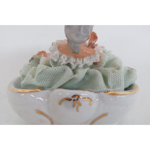 Sandizell Dresden Germany Miniature Lace Porcelain Seated Lady Figurine 5066b For Sale - Image 13 of 14