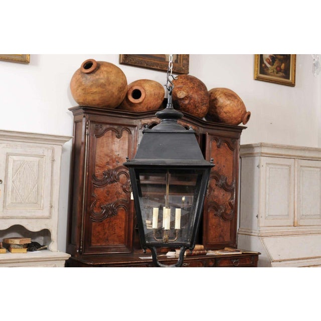 Early 20th Century French Iron and Glass Lantern, Wired for the USA For Sale - Image 11 of 12
