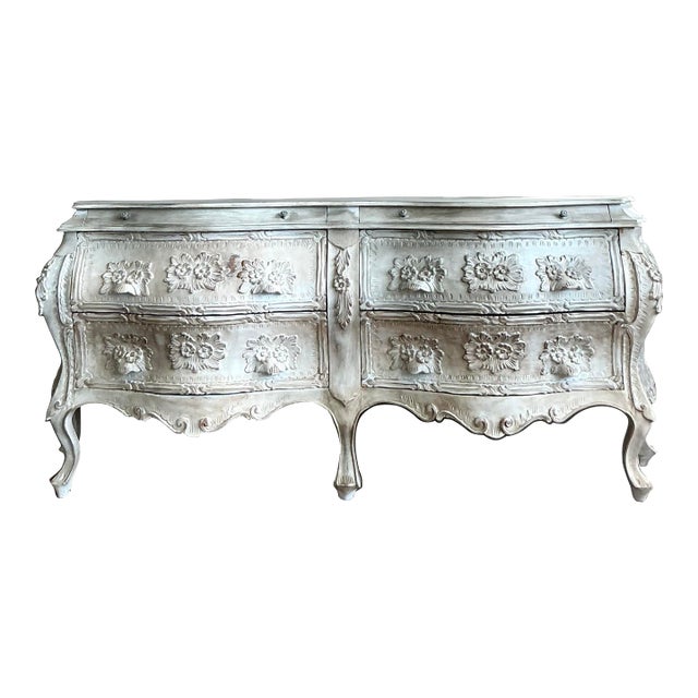 Vintage Regency Washed Bombe Double Dresser For Sale