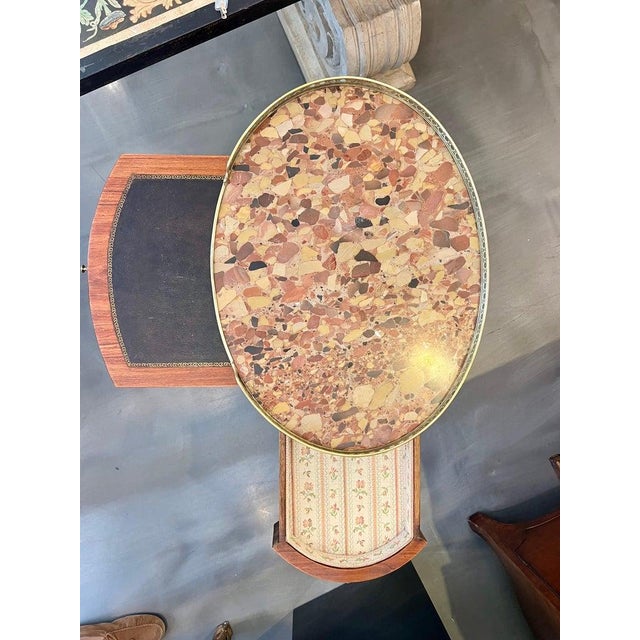 19th Century French Louis XV-Style Marquetry Side Table For Sale - Image 4 of 13