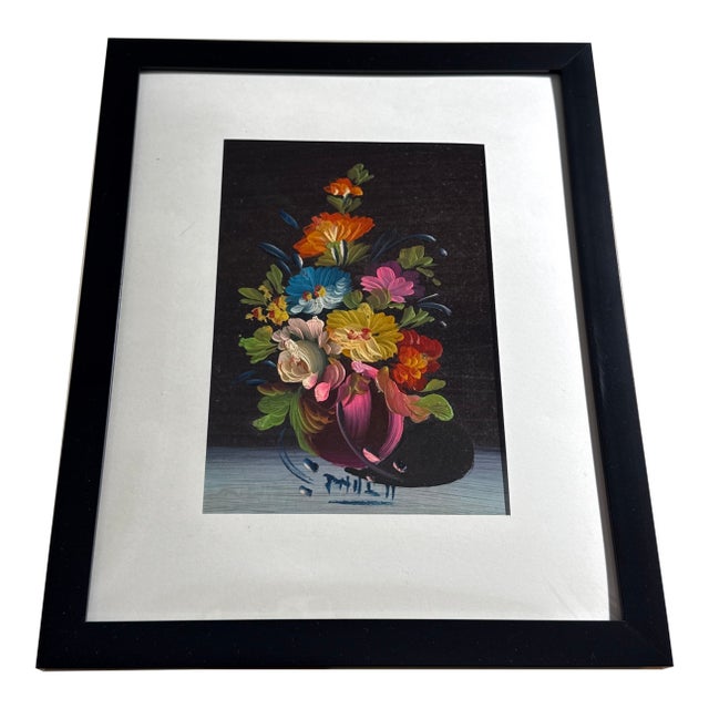 Vintage Floral Still Life Painting Framed For Sale