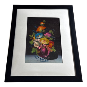 Vintage Floral Still Life Painting Framed