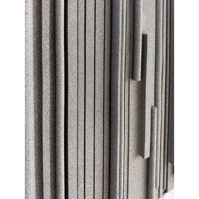 Contemporary Lines of Stone Grey Hank Hecht Wood Assemblage Wall Sculpture, 2002 For Sale - Image 3 of 11