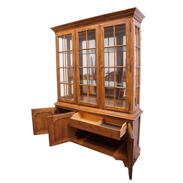 Drexel Furniture Chatham Oaks Collection Early American Country Style 60" Lighted Display China Cabinet 186-435-6 For Sale - Image 9 of 16