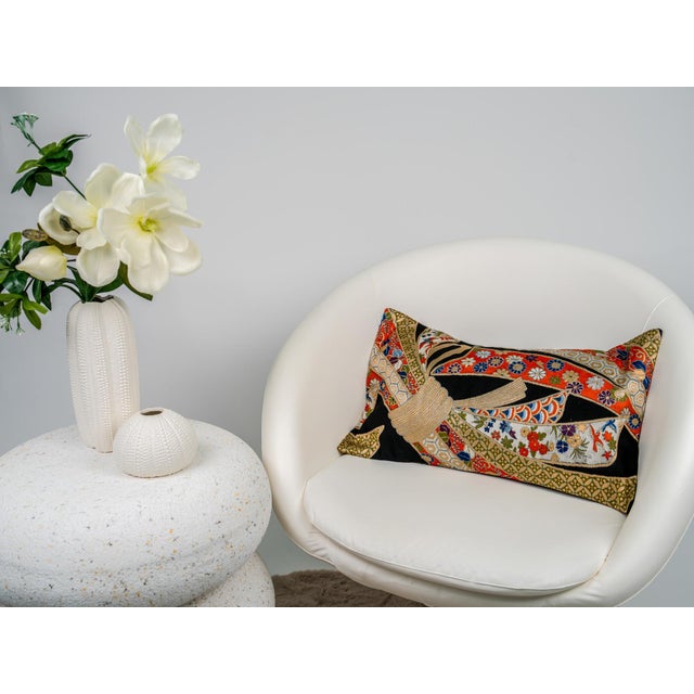 Japanese Ceremonial Silk Lumbar Cushion by Renaras For Sale - Image 4 of 7