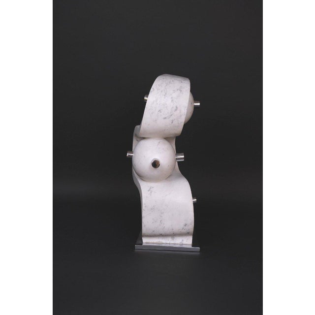 1980s Hugo Verheyen, Incomprehension I Sculpture, 1980s, Carrara Marble and Chromed Metal For Sale - Image 5 of 10